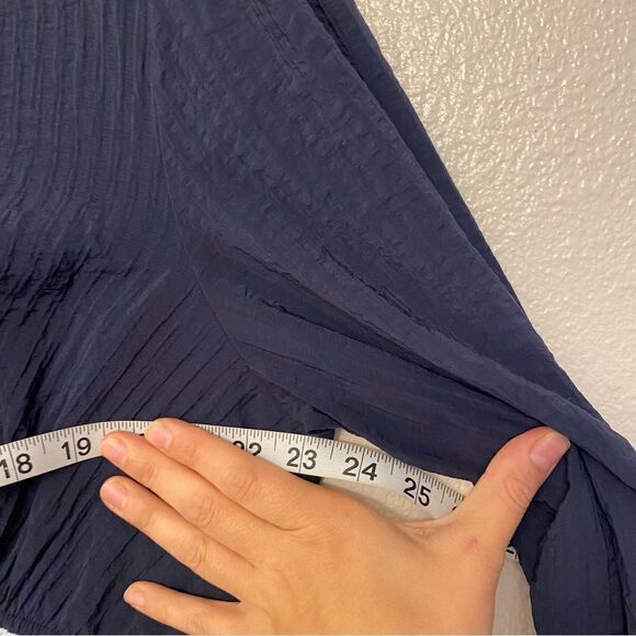 Lane Bryant Tiered Crepe Maxi Dress Blue Colorblock Long Sleeves v neck 20P - Picture 8 of 12